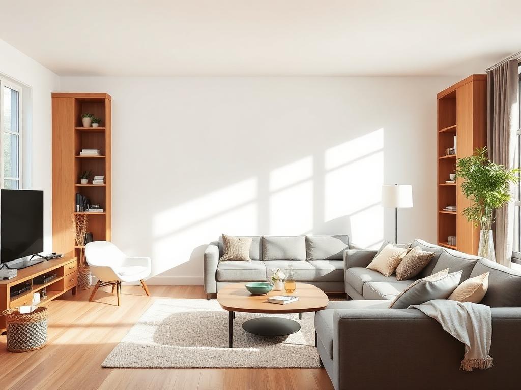 Freshly painted bright interior living room with crisp white walls